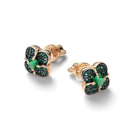 Серьги из золота с изумрудом Алькор 27061-101 27061-101