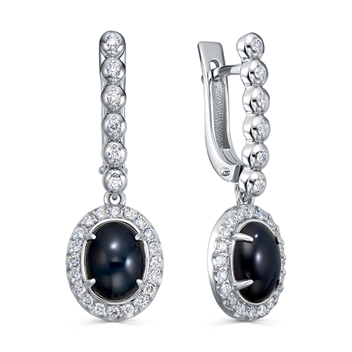 Серьги из белого золота с бриллиантом и с сапфиром KABAROVSKY 12-12066-1400 12-12066-1400