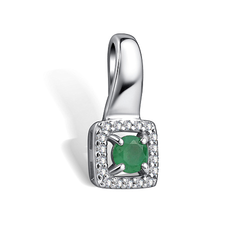 Подвес из серебра с фианитом и с изумрудом Алькор 03-4561/000и-00 03-4561/000и-00