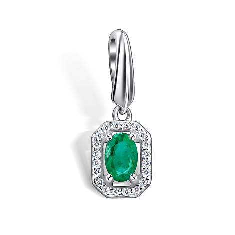Подвес из серебра с фианитом и с изумрудом Алькор 03-4564/000и-00 03-4564/000и-00