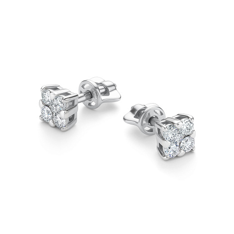 Серьги пусеты из белого золота с бриллиантом Алькор 26289-200 26289-200