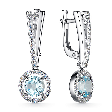 Серьги из серебра с фианитом Алькор 02-3671/00тб-00 02-3671/00тб-00