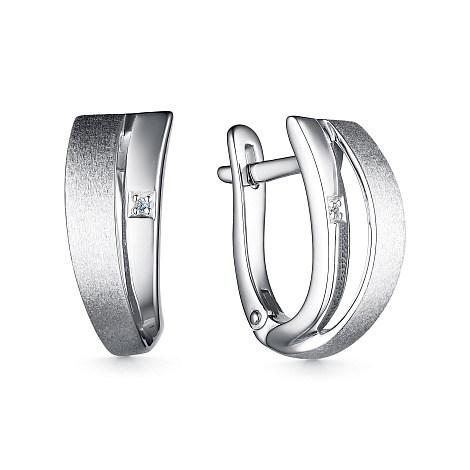 Серьги из серебра с бриллиантом Алькор 02-3793/000б-00 02-3793/000б-00