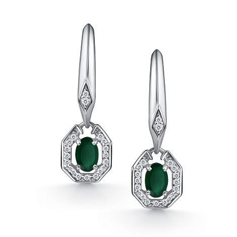 Серьги из серебра с фианитом Алькор 02-4849/00аг-00 02-4849/00аг-00