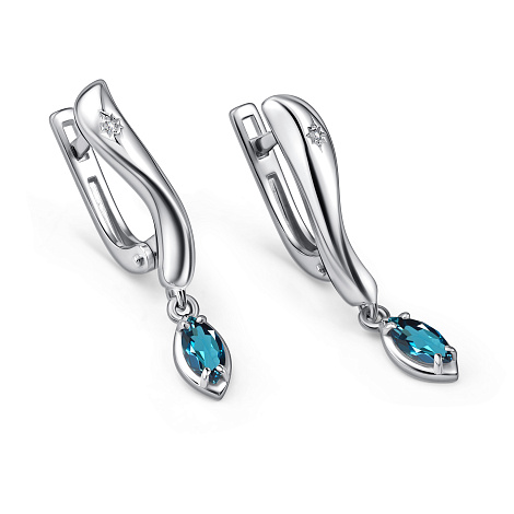 Серьги из серебра с бриллиантом и с топазом Алькор 02-5025/бртл-00 02-5025/бртл-00