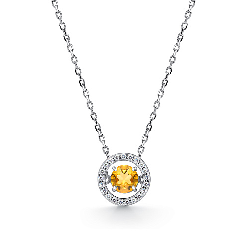 Колье из серебра с фианитом и с цитрином Алькор 06-4751/00цт-00 06-4751/00цт-00