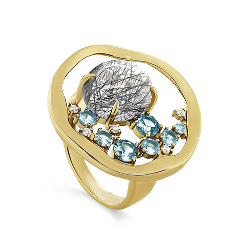 Кольцо из серебра с фианитом и с кварцем KABAROVSKY 11-582-5131 11-582-5131