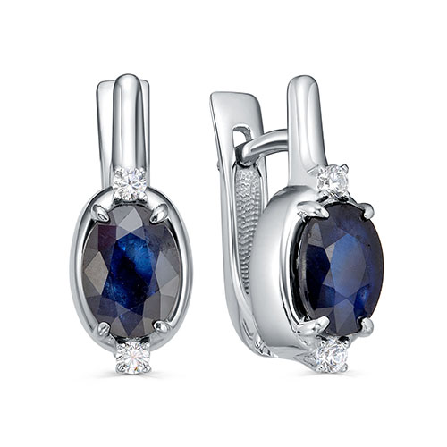 Серьги из серебра с фианитом и с сапфиром KABAROVSKY 12-936-1100 12-936-1100