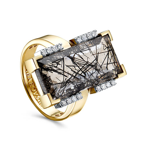 Кольцо из лимонного золота с бриллиантом и с кварцем KABAROVSKY 11-22250-5100 11-22250-5100