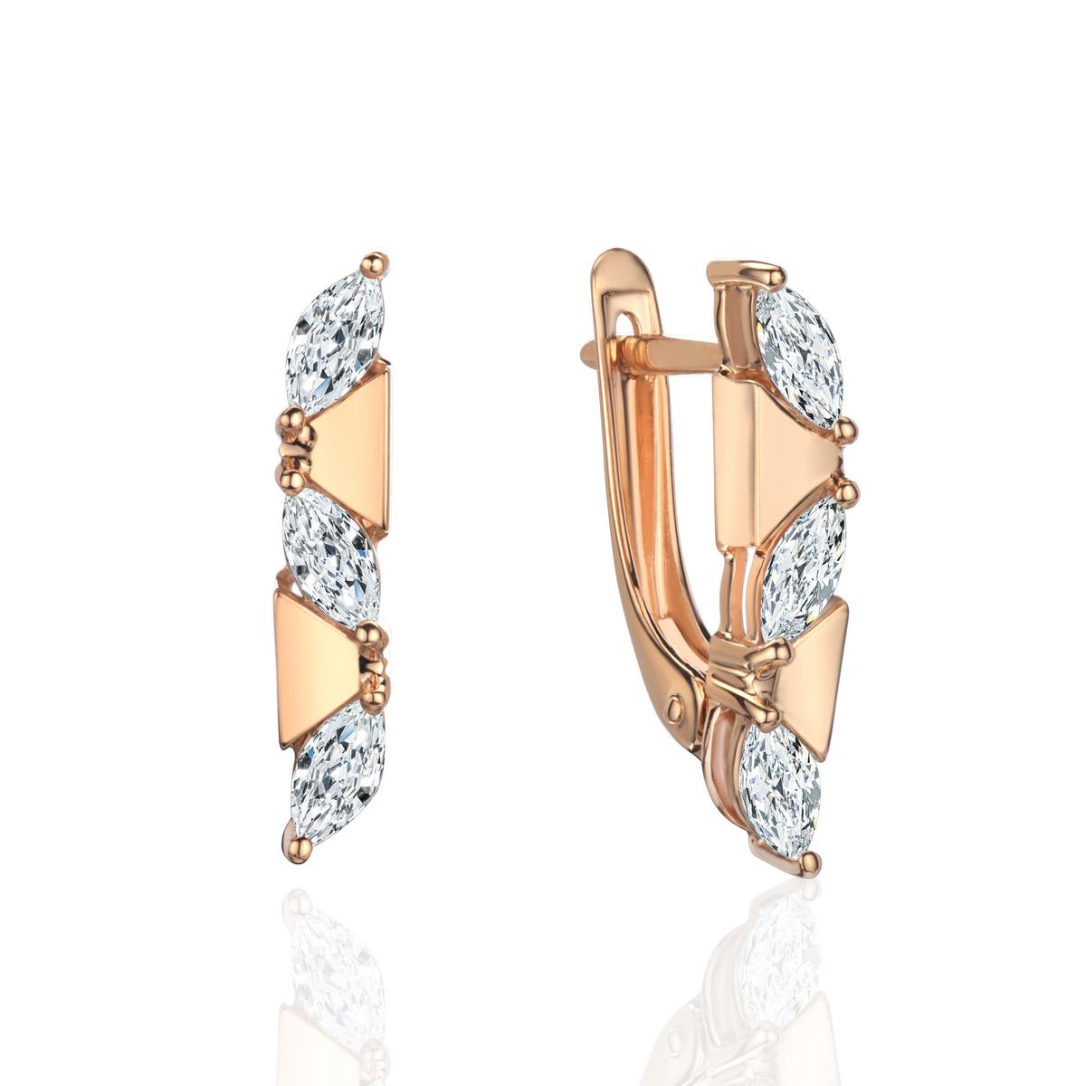 Серьги из золота с фианитом Эстет 01с1115673 01с1115673