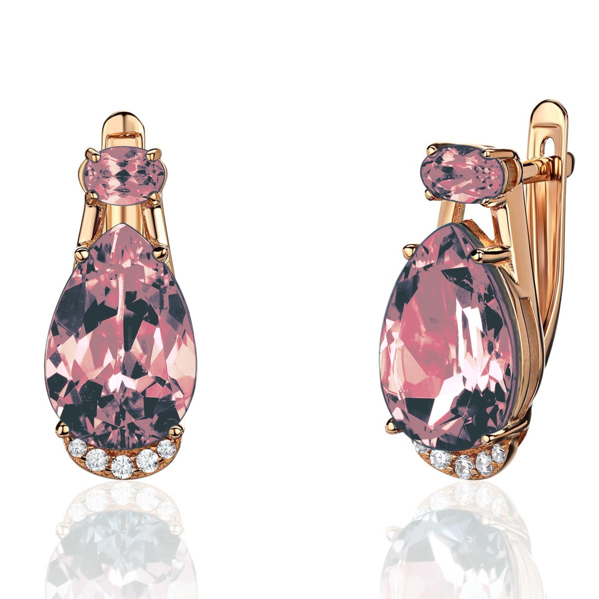 Серьги из золота с фианитом Эстет 01с2115594-1 01с2115594-1