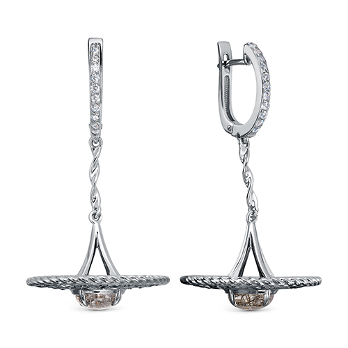 Серьги из серебра с фианитом и с кварцем KABAROVSKY 12-1052-5189 12-1052-5189