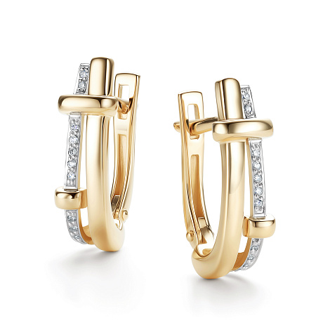Серьги из лимонного золота с бриллиантом Алькор 26419-300 26419-300