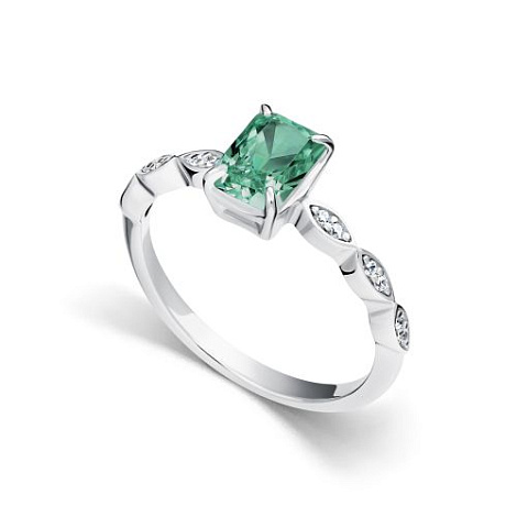 Кольцо из серебра с фианитом и с бриллиантом Алькор 01-5724/0бт4-00 01-5724/0бт4-00