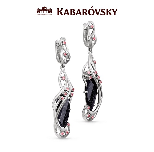 Серьги из серебра с кристаллом сваровским KABAROVSKY 12-035-1300 12-035-1300