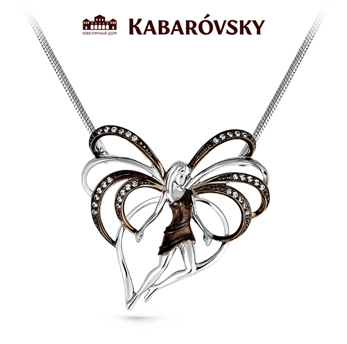 Колье из серебра с кристаллом сваровским KABAROVSKY 6-001-8189 6-001-8189