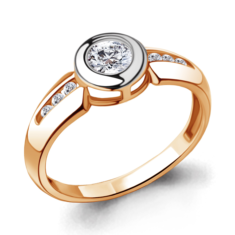 Кольцо из золота с фианитом AQUAMARINE 68012.1 68012.1