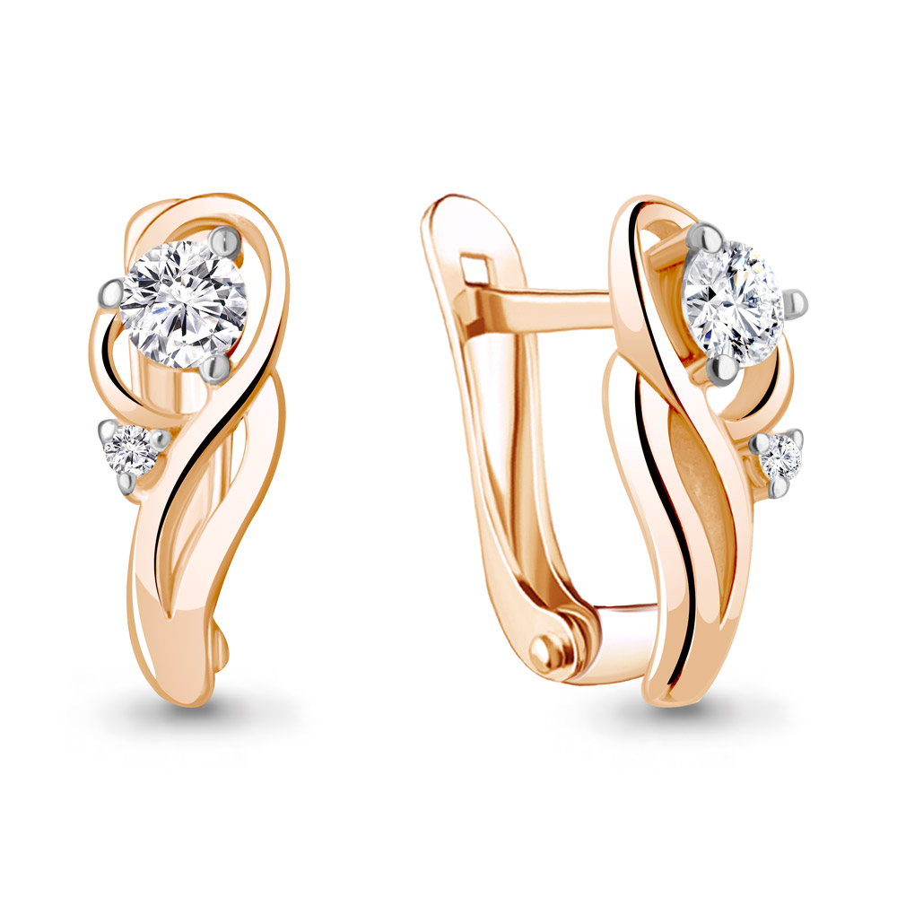 Серьги из золота с фианитом AQUAMARINE 49413.1 49413.1