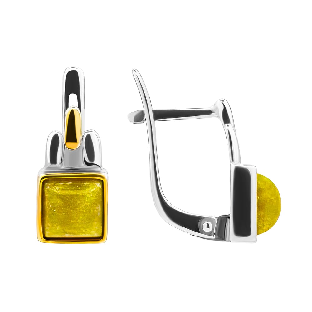 Серьги из серебра с позолотой с янтарём Балтийское золото 62290053 62290053