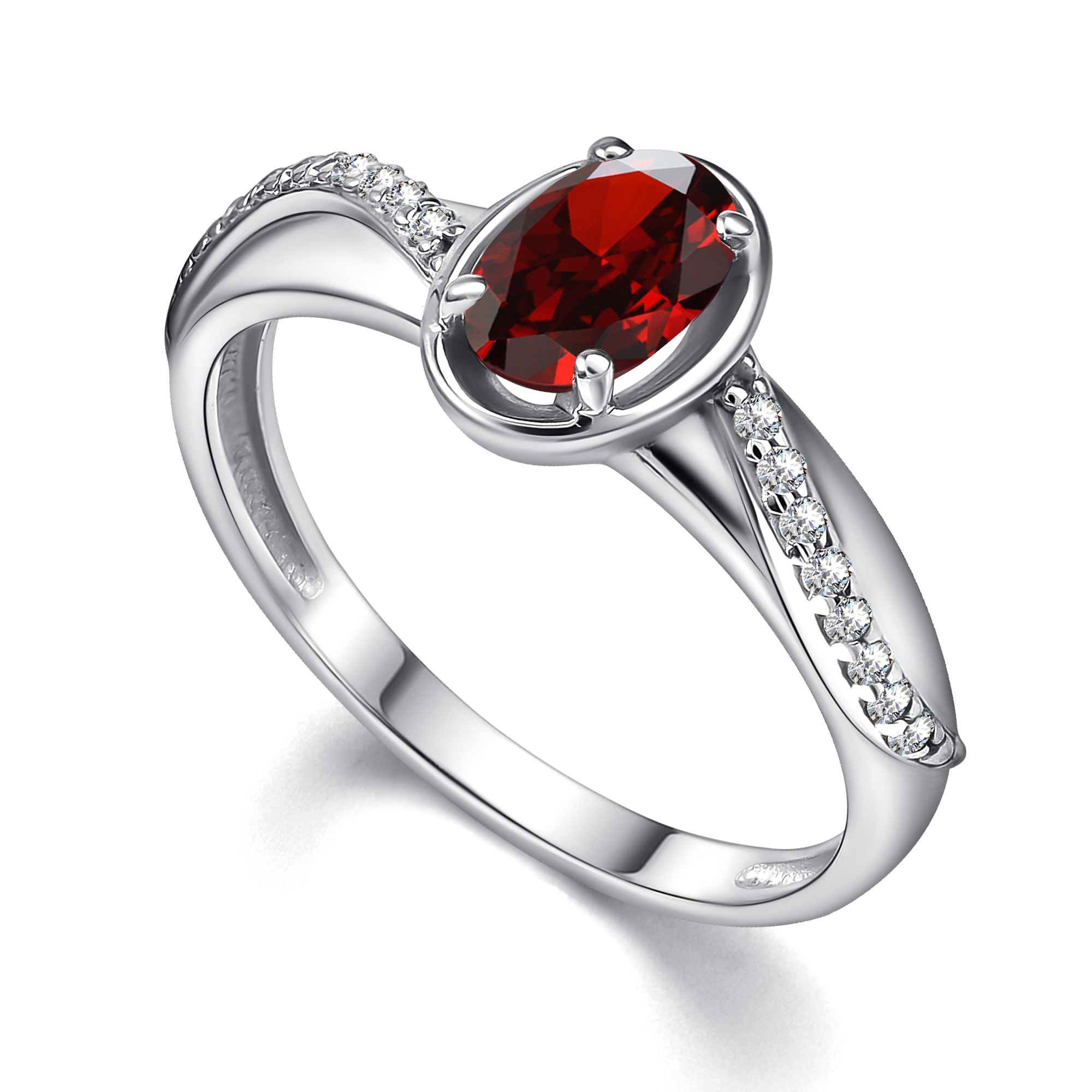 Кольцо из серебра с фианитом и с гранатом Алькор 01-4359/00гр-00 01-4359/00гр-00
