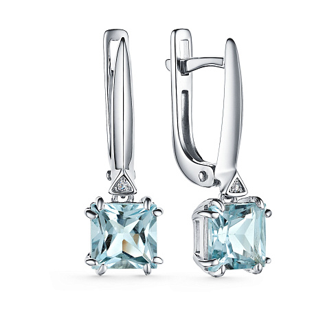 Серьги из серебра с бриллиантом Алькор 02-3466/бртб-00 02-3466/бртб-00