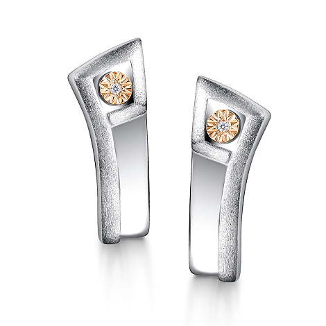 Серьги из серебра с бриллиантом Алькор 02-4392/000б-00 02-4392/000б-00