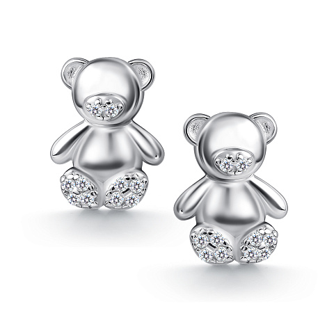 Серьги детские из серебра с фианитом Алькор 02-4781/00кц-00 02-4781/00кц-00