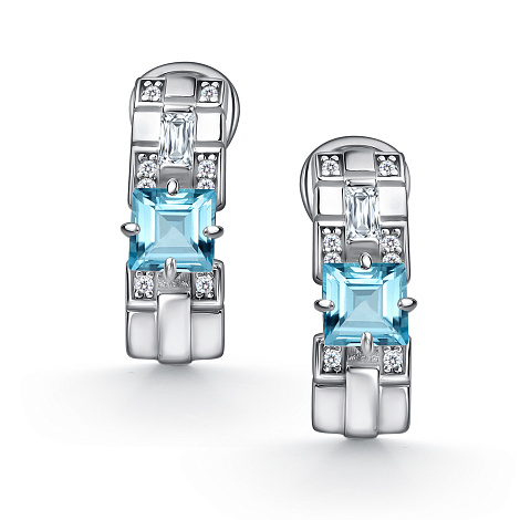 Серьги из серебра с фианитом Алькор 02-4848/00тб-00 02-4848/00тб-00