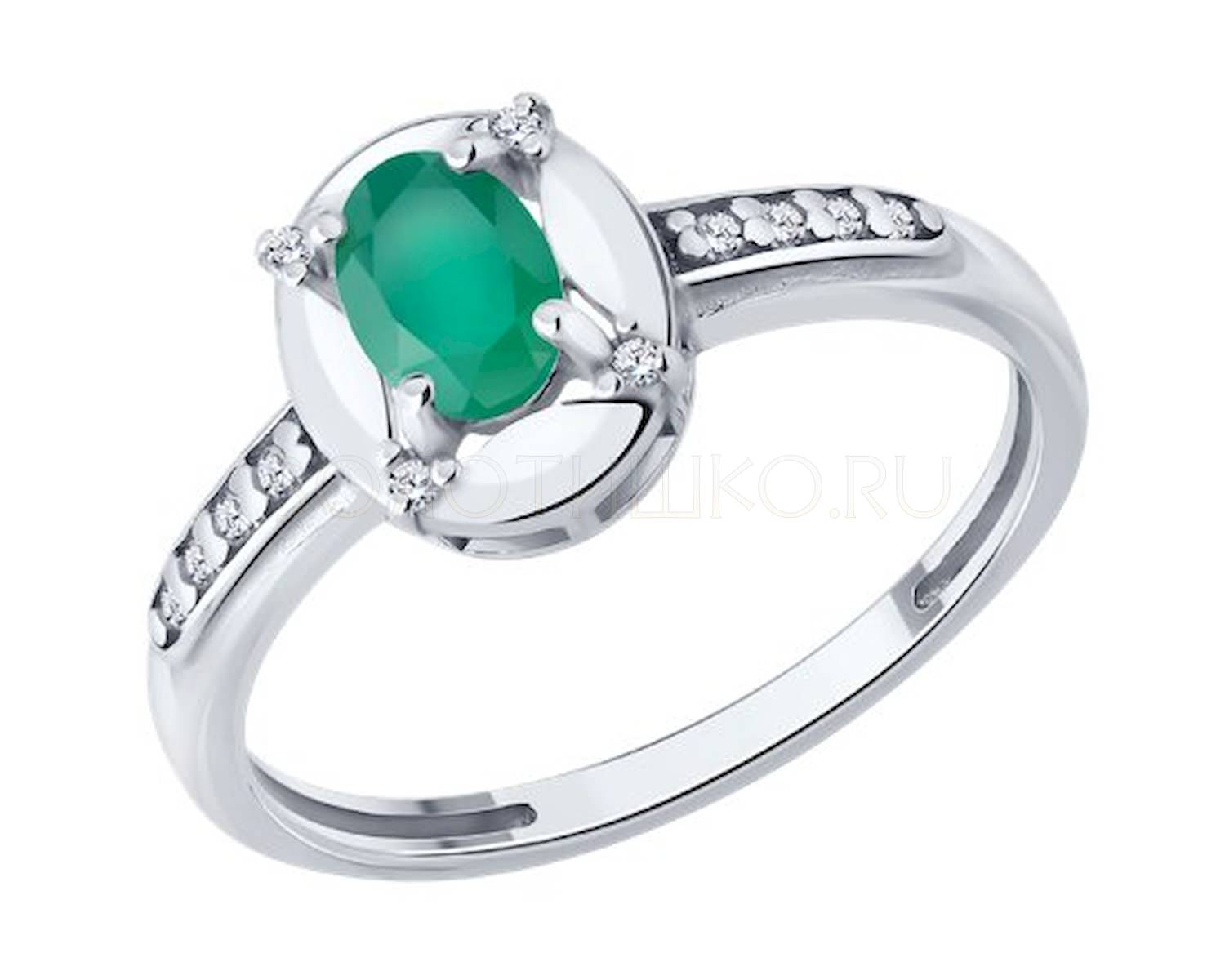 Кольцо из серебра с фианитом и с агатом SOKOLOV 92014855 92014855