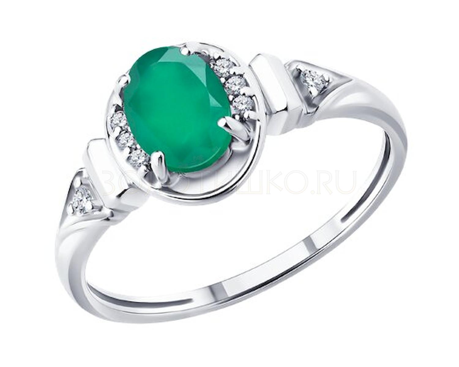 Кольцо из серебра с фианитом и с агатом SOKOLOV 92014883 92014883