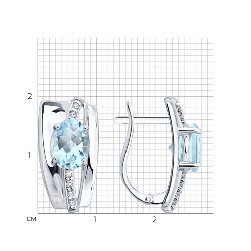 Серьги из серебра с топазом и с фианитом SOKOLOV 92025403 92025403