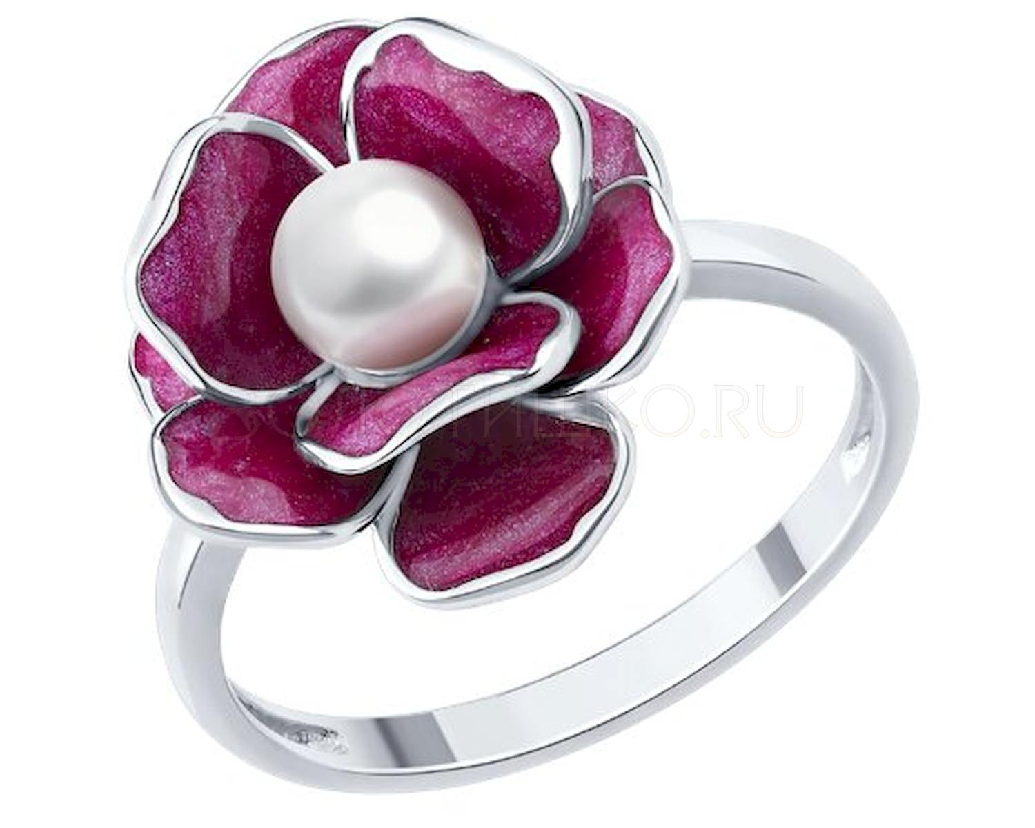 Кольцо из серебра с жемчугом и с эмалью SOKOLOV 94014697 94014697