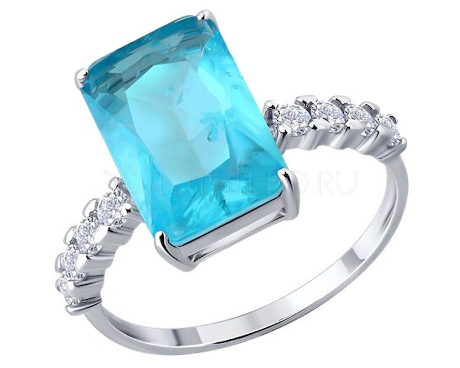 Кольцо из серебра с фианитом и с кварцем SOKOLOV 94015008 94015008