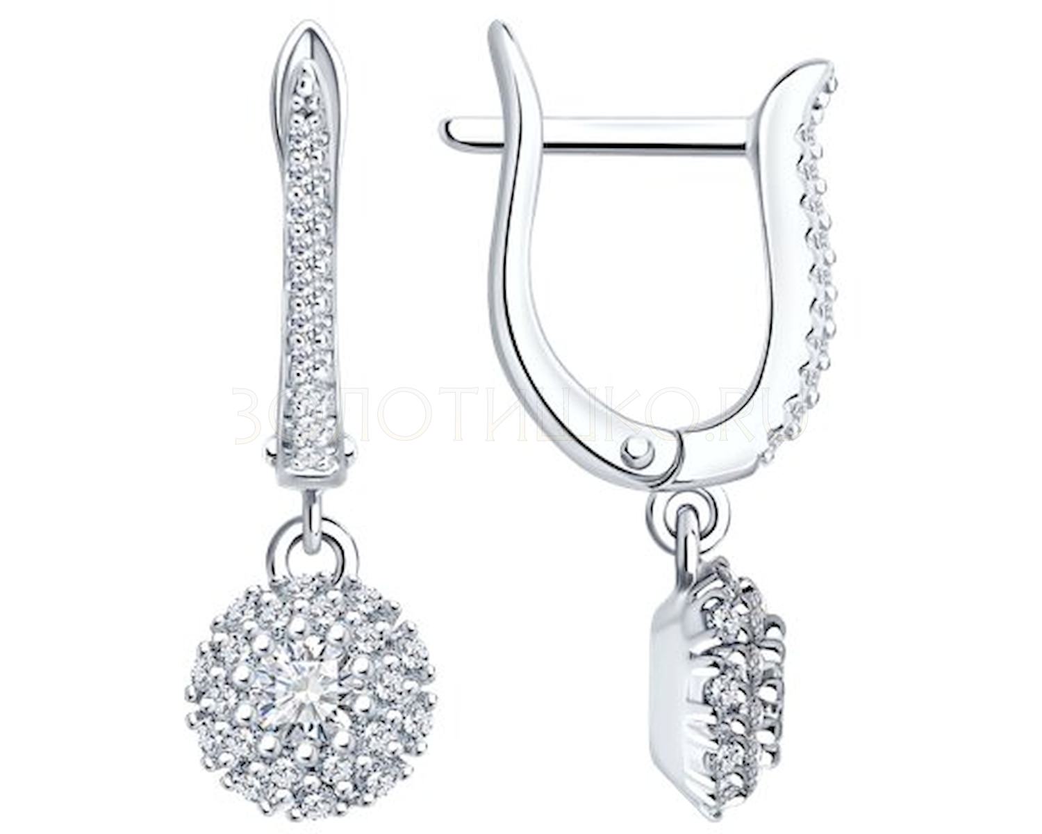 Серьги из серебра с фианитом SOKOLOV 94026338-91 94026338-91