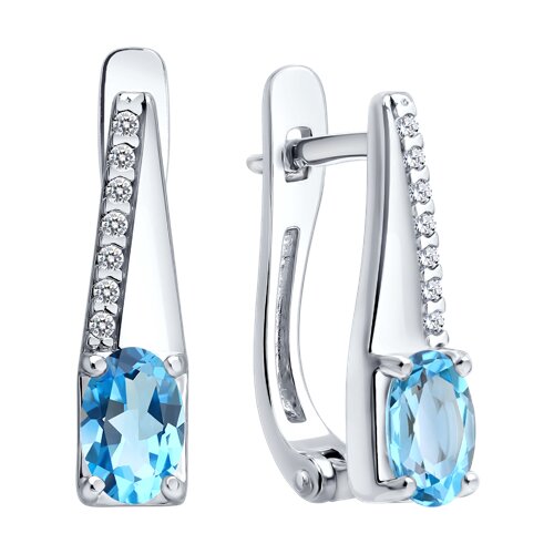 Серьги из серебра с топазом и с фианитом SOKOLOV 92025356 92025356