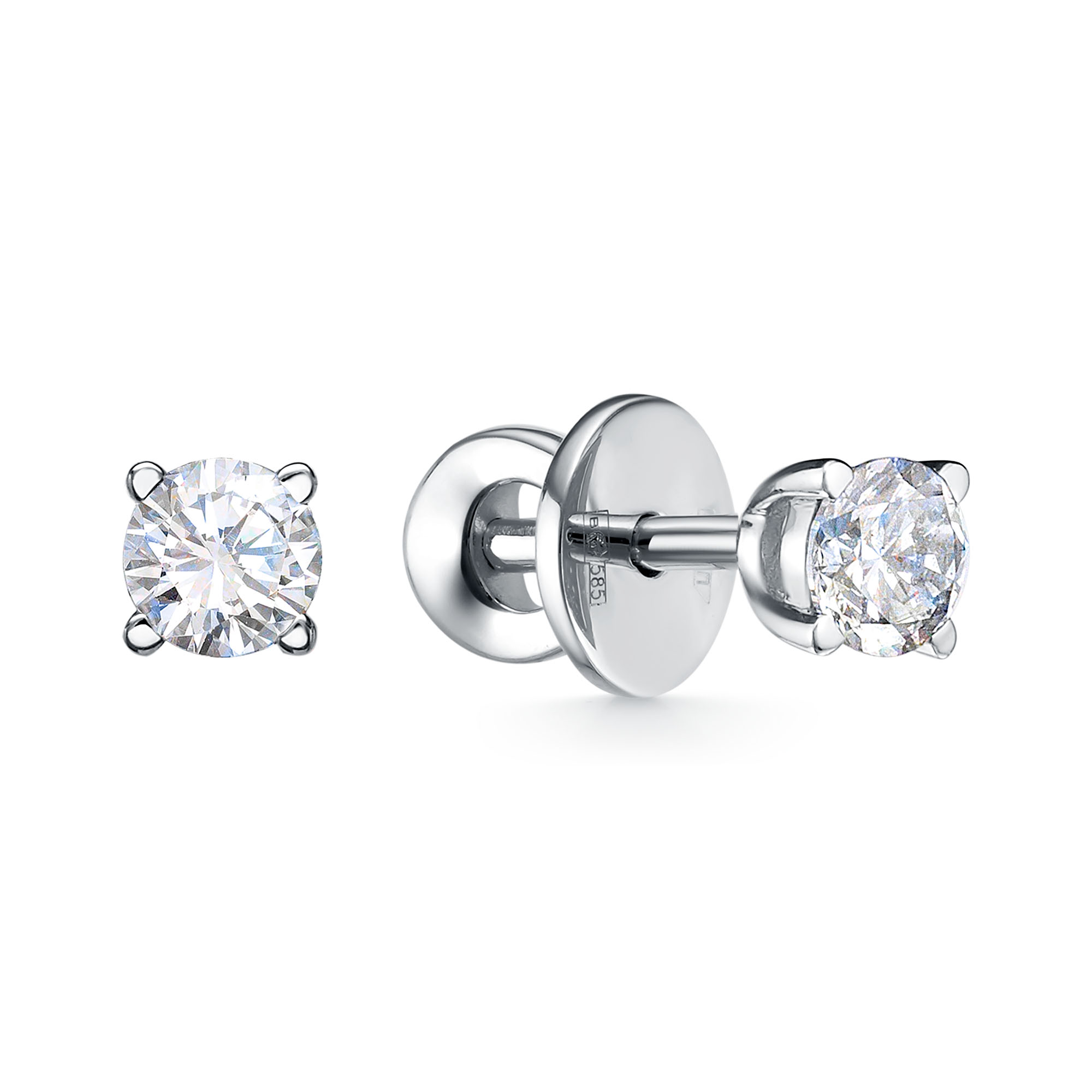 Серьги пусеты из белого золота с бриллиантом ВОЛГА ЛАБ 07-01355-02-035-02-02 07-01355-02-035-02-02