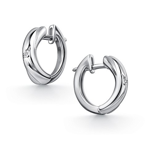 Серьги из серебра с бриллиантом Алькор 02-5050/000б-00 02-5050/000б-00
