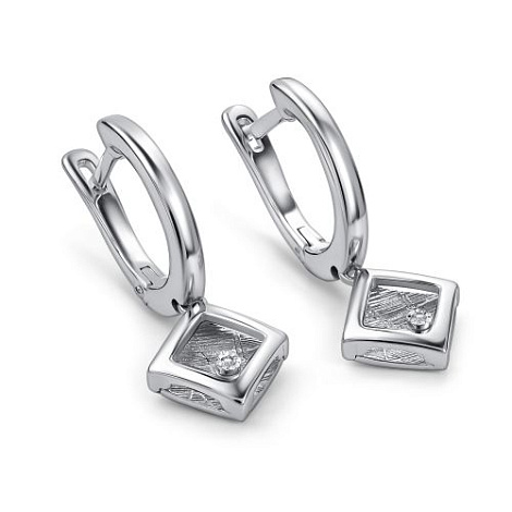 Серьги из серебра с бриллиантом Алькор 02-5342/000б-00 02-5342/000б-00