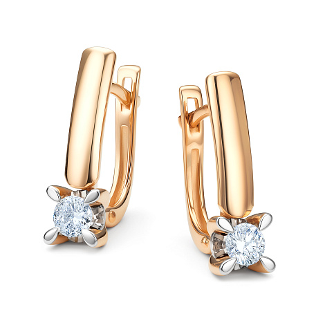 Серьги из золота с бриллиантом Алькор 26117-100 26117-100