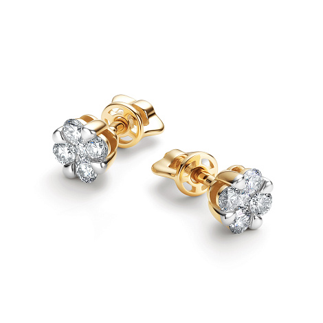 Серьги из лимонного золота с бриллиантом Алькор 26290-300 26290-300