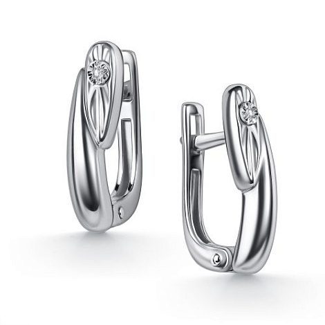 Серьги из серебра с бриллиантом Алькор 02-5895/000б-00 02-5895/000б-00