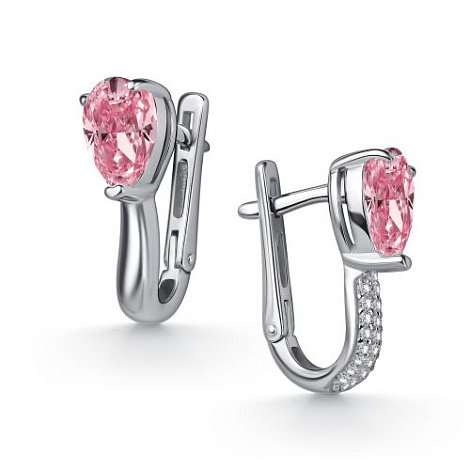 Серьги из серебра с фианитом Алькор 02-6176/0бт5-00 02-6176/0бт5-00