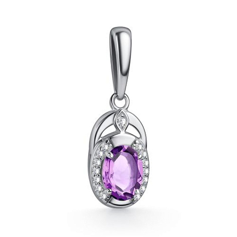 Подвес из серебра с фианитом и с аметистом Алькор 03-6032/00ам-00 03-6032/00ам-00