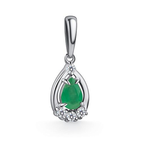 Подвес из серебра с фианитом и с изумрудом Алькор 03-6110/000и-00 03-6110/000и-00