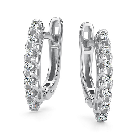 Серьги из белого золота с бриллиантом Алькор 27297-200 27297-200