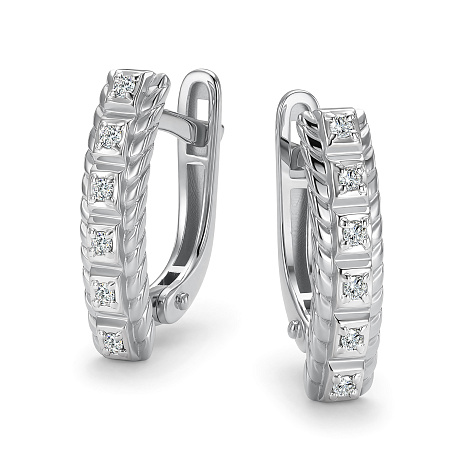 Серьги из белого золота с бриллиантом Алькор 27298-200 27298-200