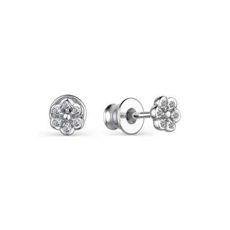 Серьги детские из серебра с фианитом Алькор 02-2269/00кц-00 02-2269/00кц-00
