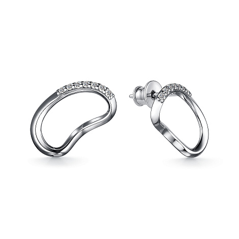 Серьги пусеты из серебра Алькор 02-2683/00св-00 02-2683/00св-00
