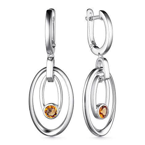 Серьги из серебра с цитрином Алькор 02-3232/00цт-00 02-3232/00цт-00