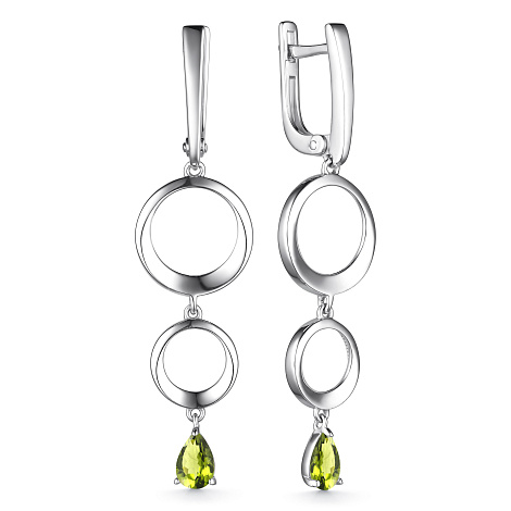 Серьги из серебра с хризолитом Алькор 02-3244/00хр-00 02-3244/00хр-00